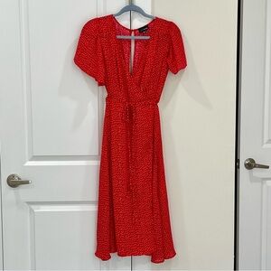 Lucy Paris Red Midi Dress red with polka dots